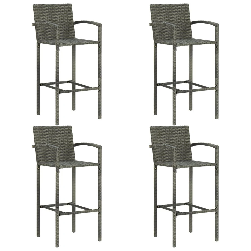 Set Muebles Bar Jardín 5 Pzas Ratán Sintético Reposabrazos Gris VidaXL - Imagen 2