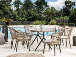 Conjunto De Jardín 6 Plazas Beige ALIANO II