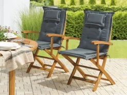 Conjunto De 2 Sillas De Jardín De Madera De Acacia Con Cojines Gris Grafito MAUI