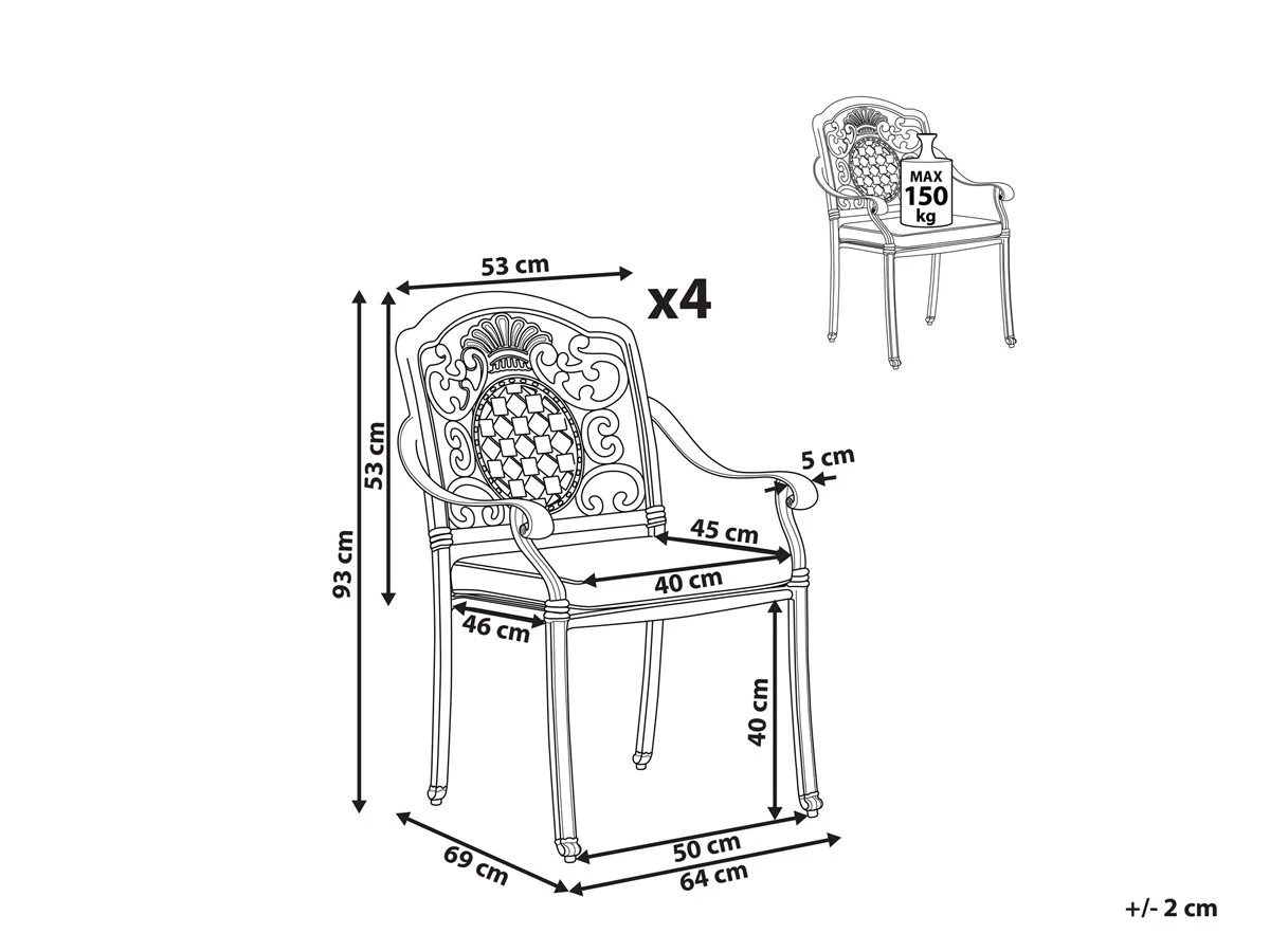 Conjunto De 4 Sillas De Jardín Marrones SALENTO - Imagen 3