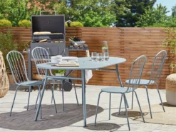 Conjunto De Jardín 4 Plazas De Metal Azul Claro CALVI