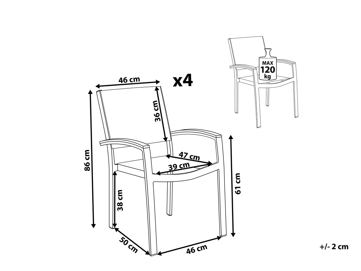 Conjunto De 4 Sillas De Jardín Gris PERETA - Imagen 3
