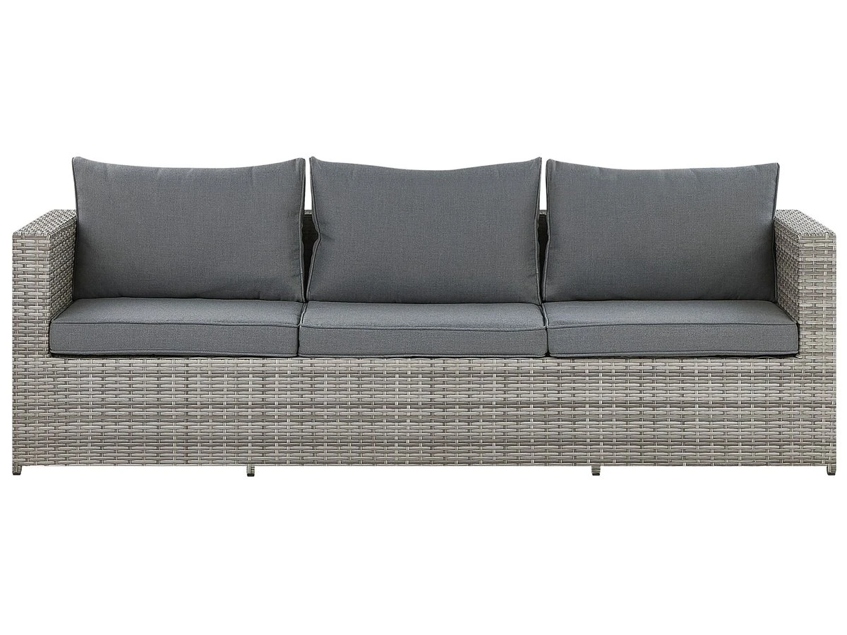 Conjunto De Sala De Estar 5 Plazas De Ratán Gris Pardo Derecho SABBIA - Imagen 8