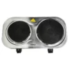 Camry CR6511 Hornillo Eléctrico Doble, Zona Cocinado 18,5 - 15.5 Cm, 2 Termostatos Regulación Continua, 1500, Plata