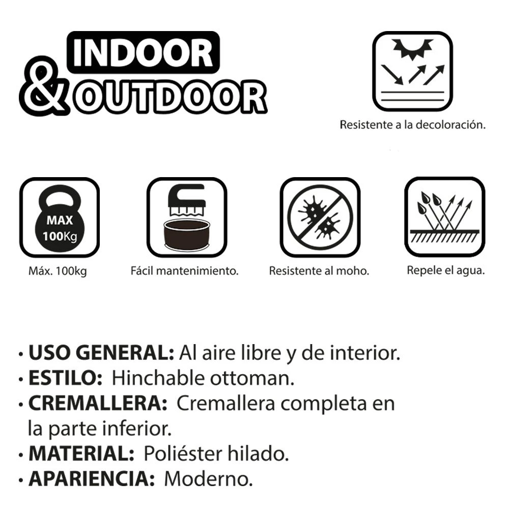 Puff Hinchable Ottoman Resistente Al Agua Colonial Azul Aktive - Imagen 5