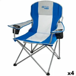 Silla Plegable Para Camping Aktive Gris Azul 57 X 97 X 60 Cm (4 Unidades)