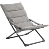 Outsunny 2 En 1 Silla De Camping Plegable Silla De Jardín Portátil Con Cojín Acolchado Extraíble Y Reposabrazos Marco De Acero Para Terraza Playa Exterior 66x94x79 Cm Gris